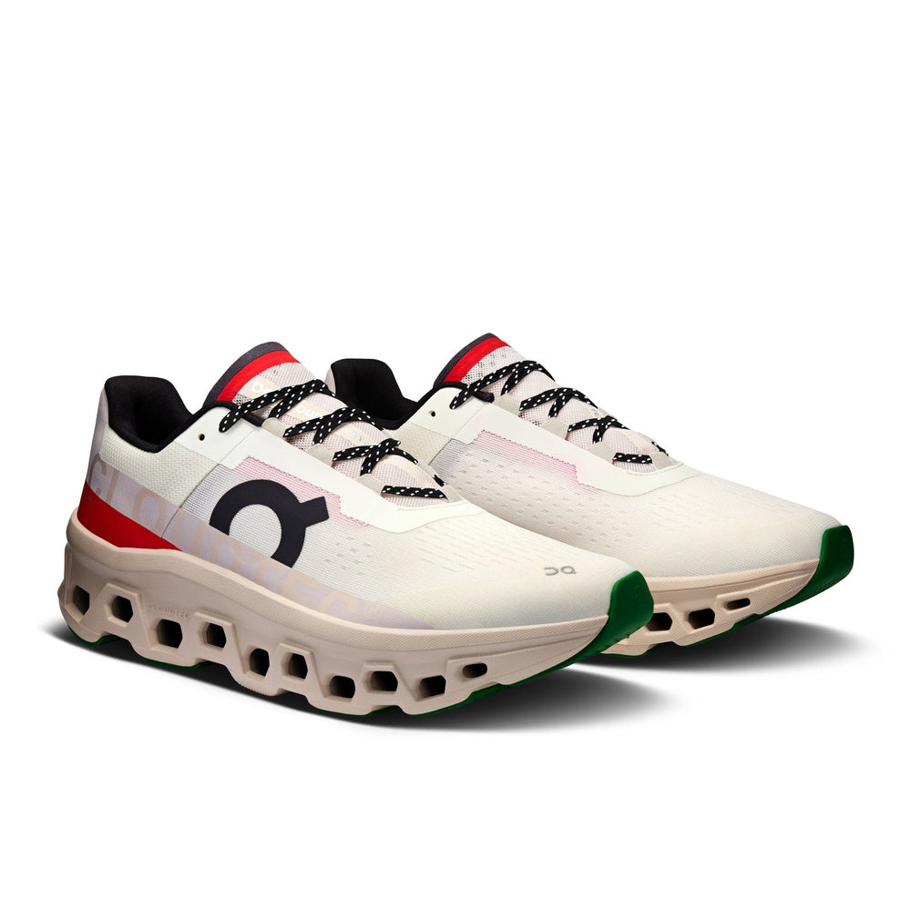 On Cloudmonster Running Shoes Men's - Undyed-White | Flame