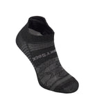 Black Wrightsock Coolmesh II tab length anti-blister sock with geometric pattern