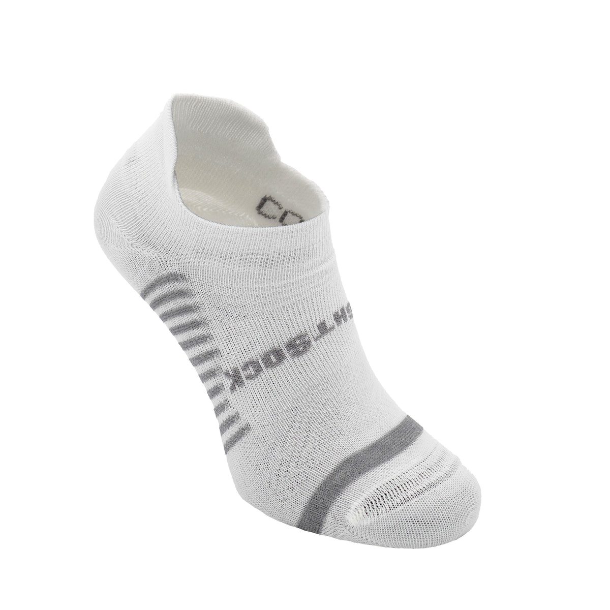 Wrightsock Coolmesh II tab length anti-blister sock in white and grey