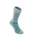 Wrightsock Coolmesh II Crew Anti Blister Socks in Cloud Grey with teal pattern