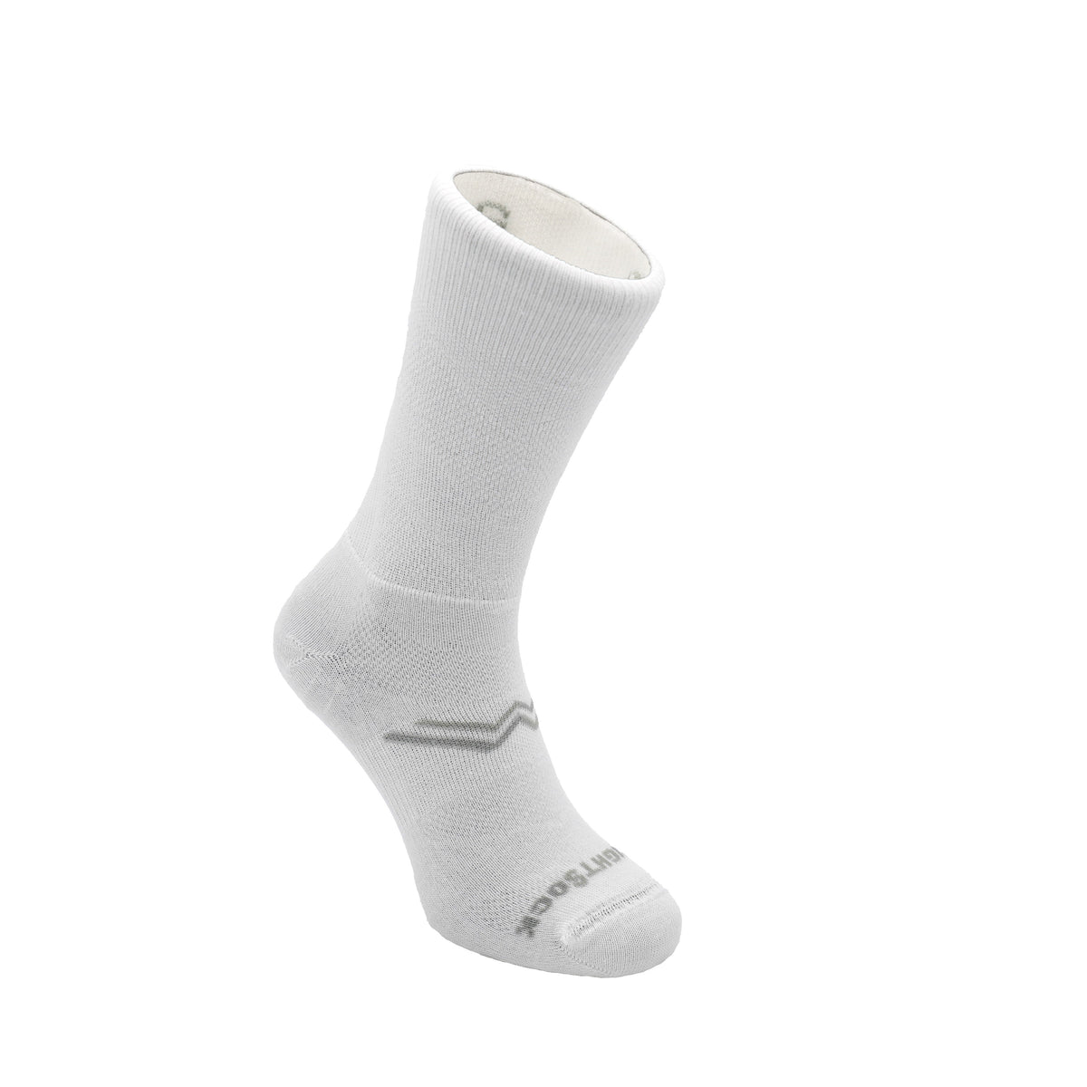 Wrightsock Coolmesh II Crew Anti-Blister sock in cloud grey on white background