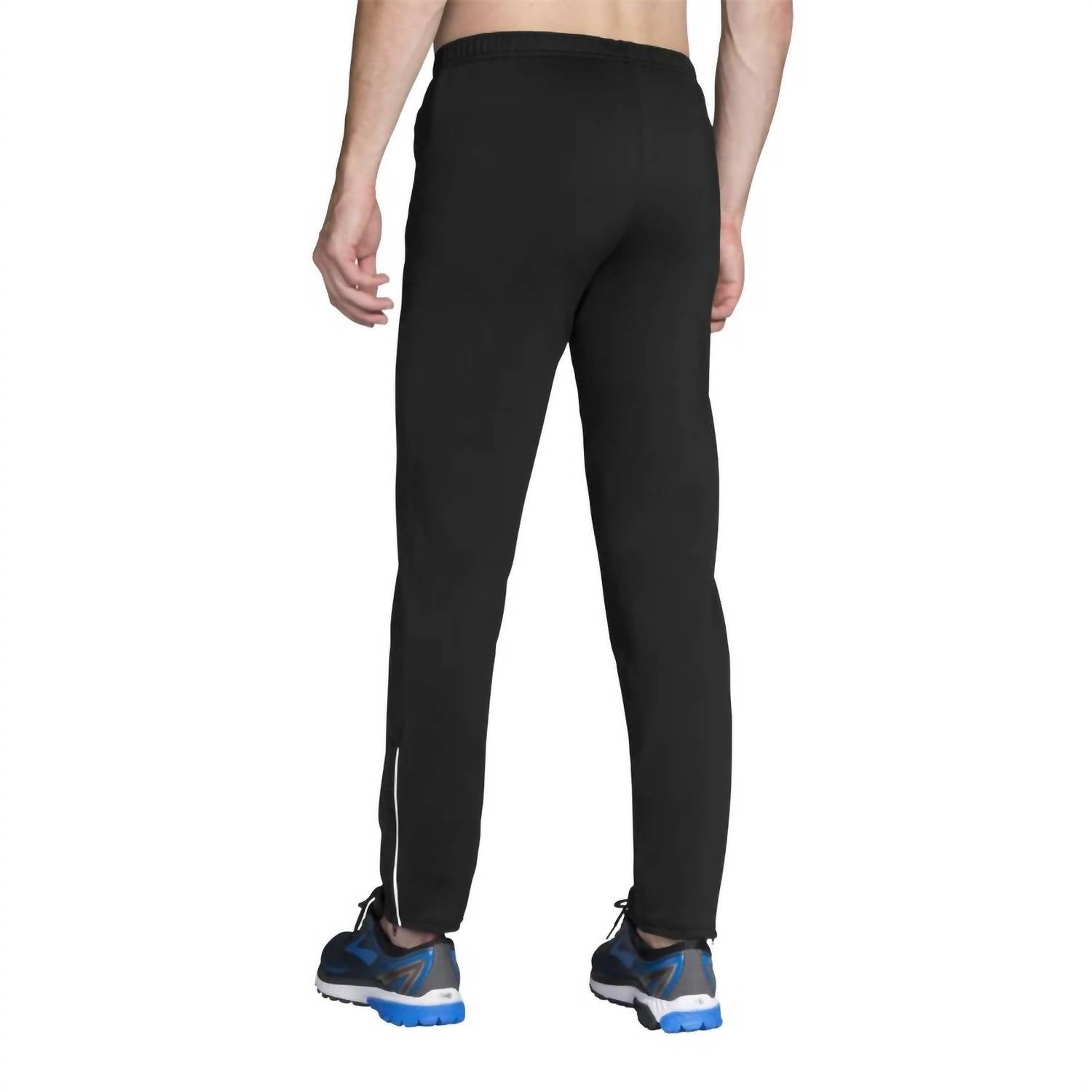 Brooks Spartan Pant Men's in black, rear view showing athletic fit and design