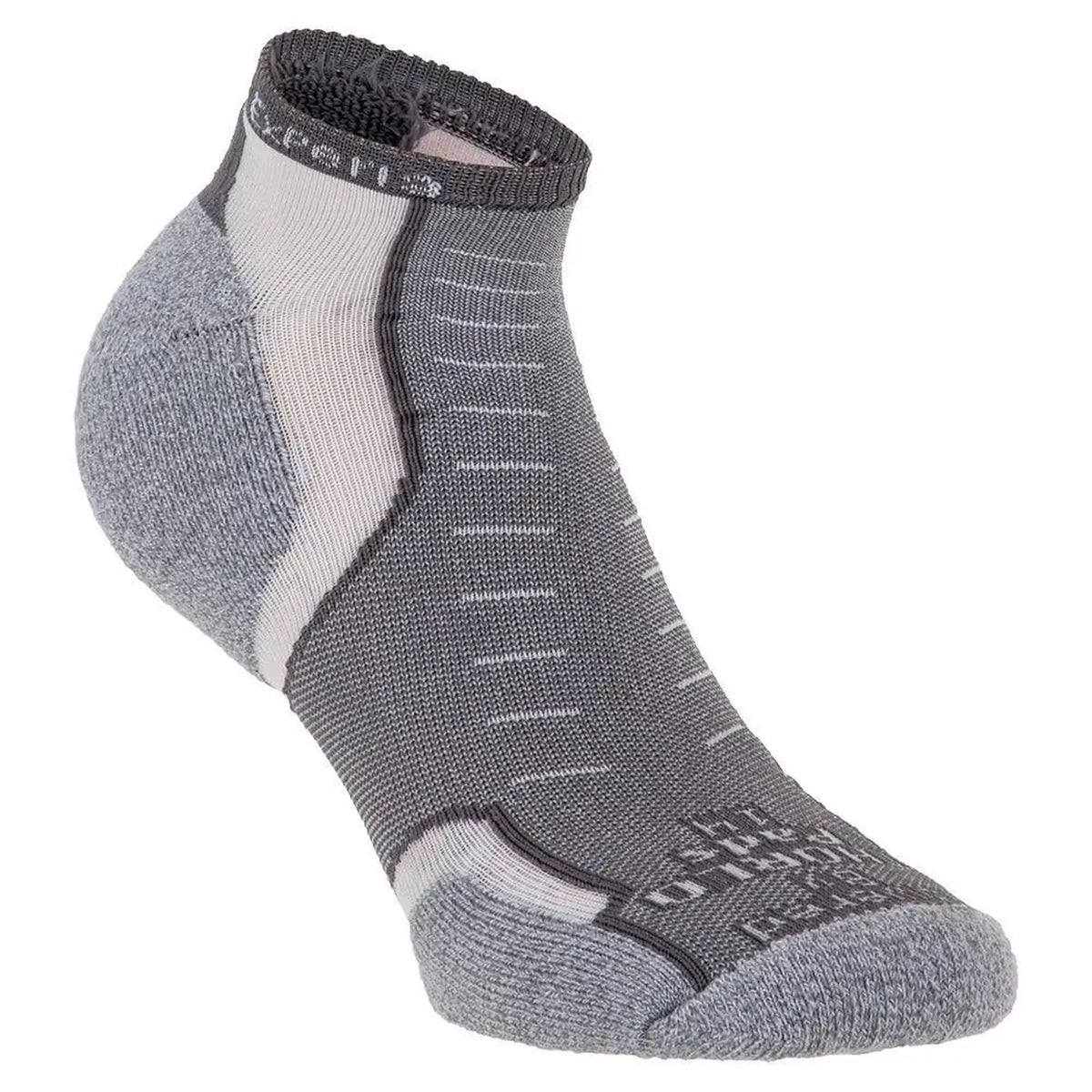 Thorlos Experia Micro Mini ankle sock in gray and white with cushioned sole
