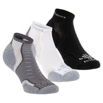 Thorlos Experia Micro Mini Fierce ankle socks in gray, white, and black three-pack
