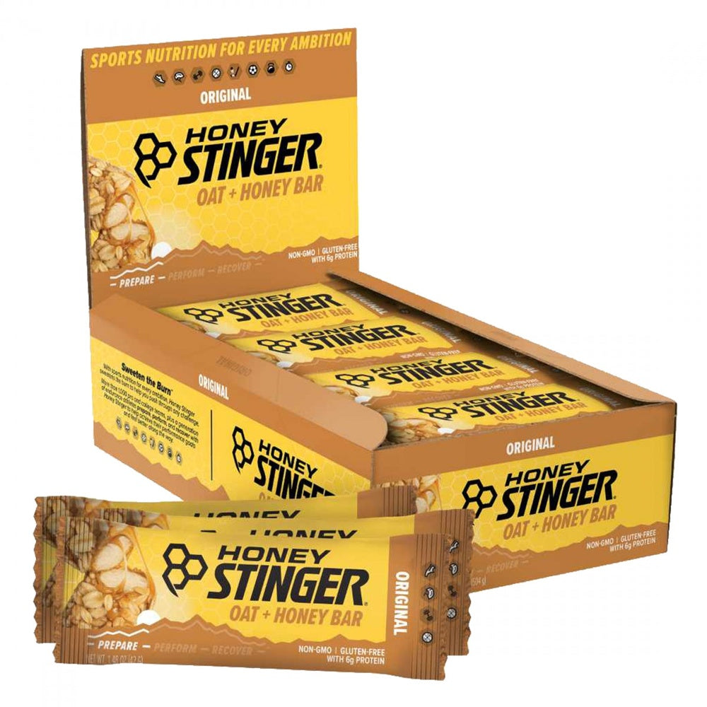Honey Stinger Original Oat and Honey Bar box of 12 with individual bar packaging