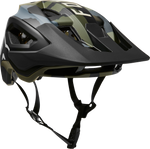 Fox Racing Speedframe Pro mountain bike helmet in green camouflage pattern with black visor