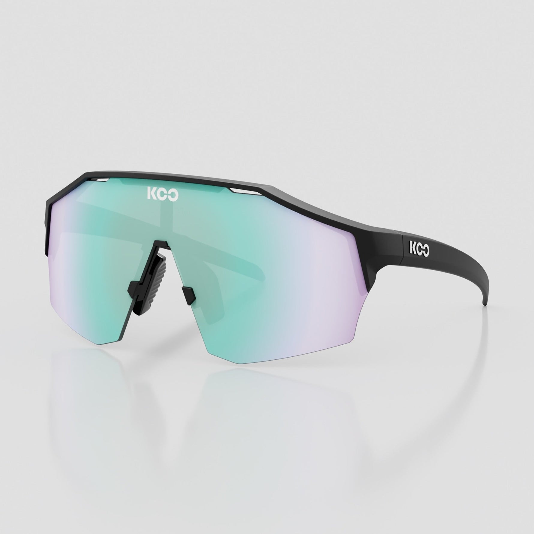 KOO Alibi sunglasses with black matte frame and iridescent mirror lens