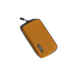 ALMSTHRE orange rust colored wallet with black zipper and brand label