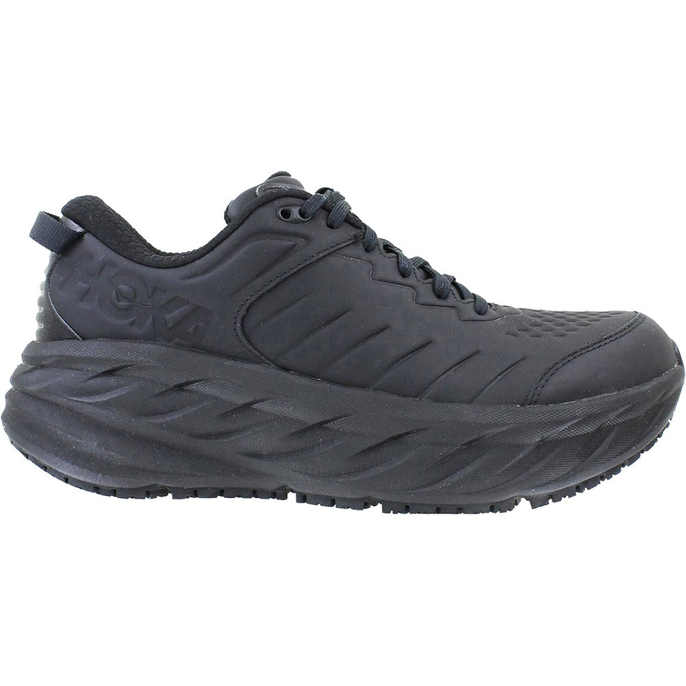 HOKA Bondi SR men's running shoe in all-black colorway, lateral side view