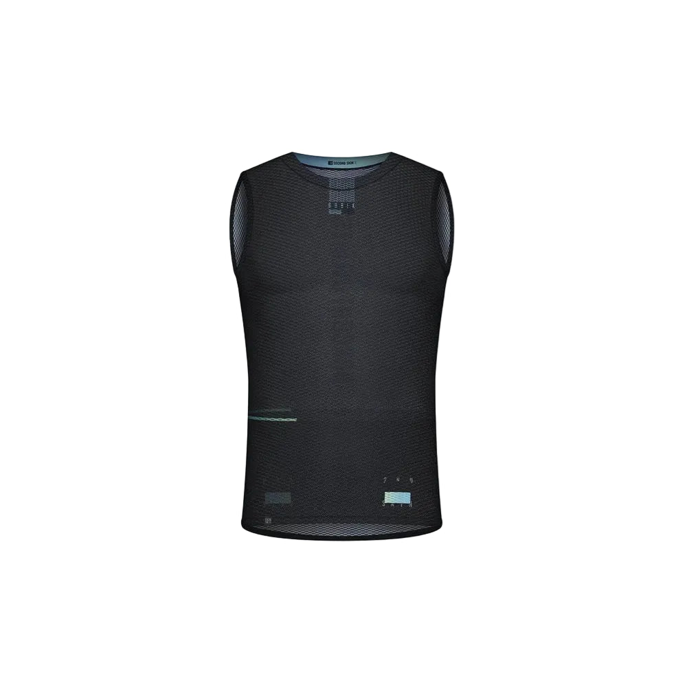 Gobik men's black sleeveless mesh base layer with textured fabric