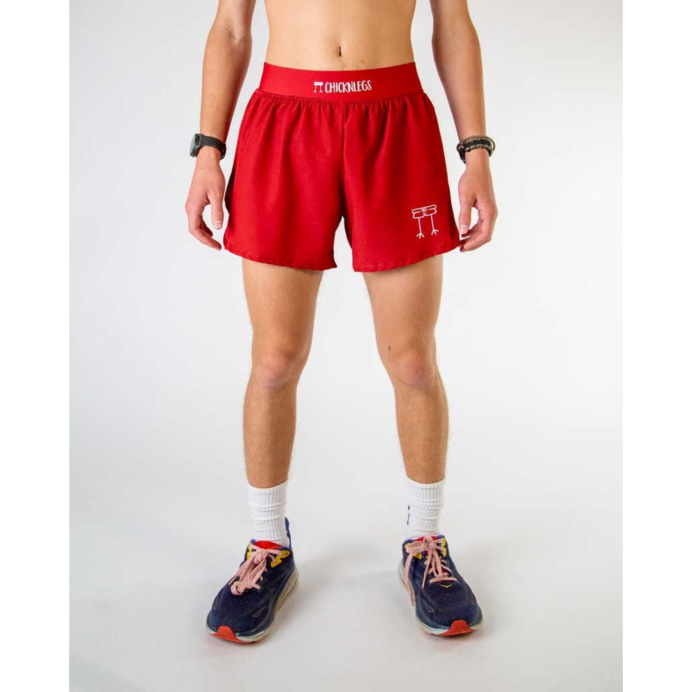 ChicknLegs 2-inch DS Split Shorts in Cardinal Red worn by athletic model