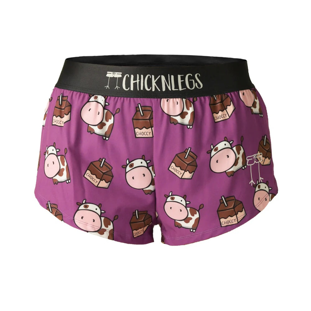 Chicknlegs Women's Choccy Cows 1.5" Split Shorts - S