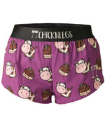 Chicknlegs Women's Choccy Cows 1.5" Split Shorts - XS