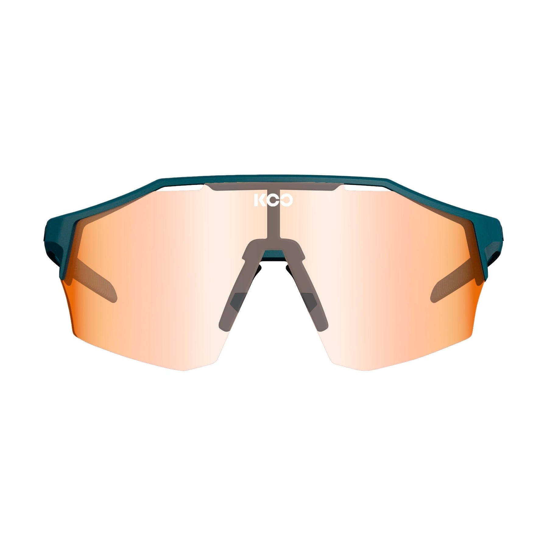 KOO Alibi cycling sunglasses in dark blue-green with photochromic orange gradient lens