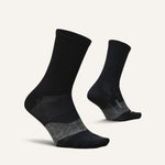 Feetures Elite Ultra Light Mini Crew socks in black shown from front and back angles