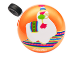 Electra bicycle bell in orange with white alpaca design and colorful Andean patterns