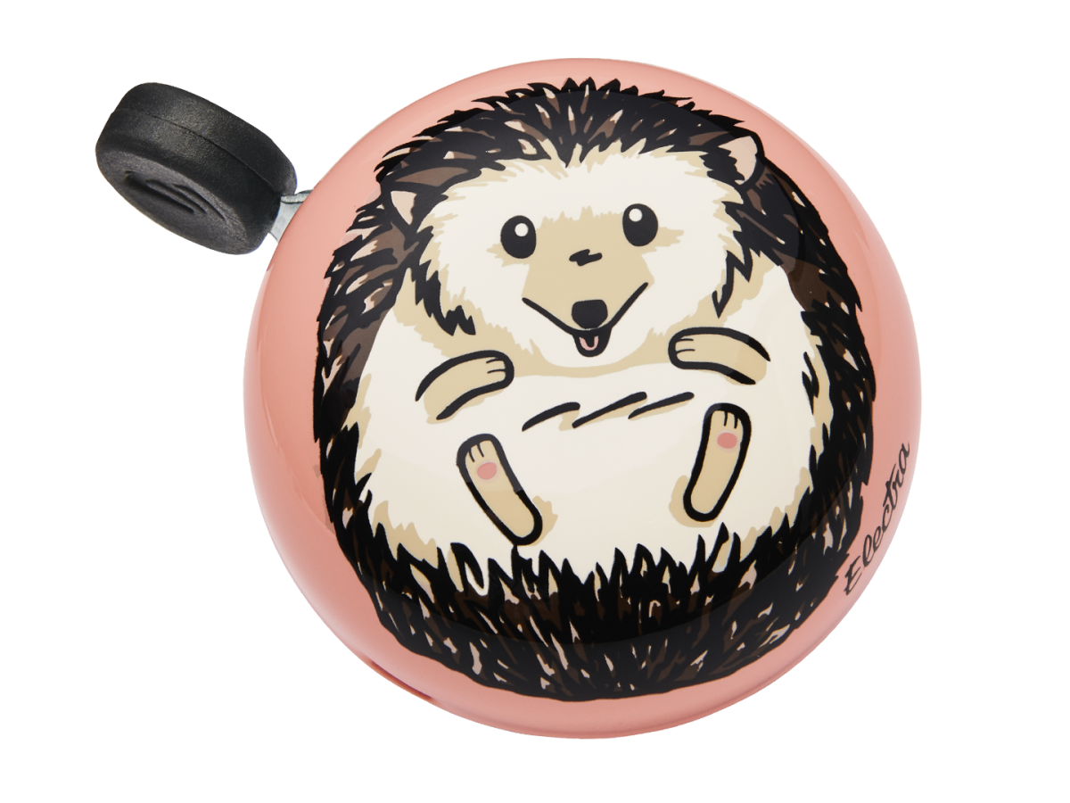 Electra bicycle bell in pink with adorable hedgehog character design