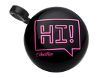 Electra bicycle bell in black with pink neon 'HI!' speech bubble design