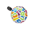 Electra bicycle bell with colorful leopard print pattern on white background
