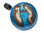 Electra bicycle bell with blue background featuring two cartoon otters holding hands