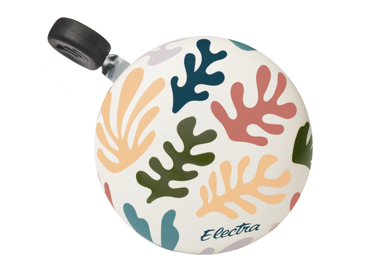Electra bicycle bell with colorful coral reef pattern on white background