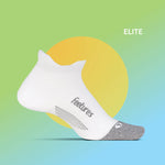 Feetures Elite Light Cushion Invisible no-show sock in white with gray accents