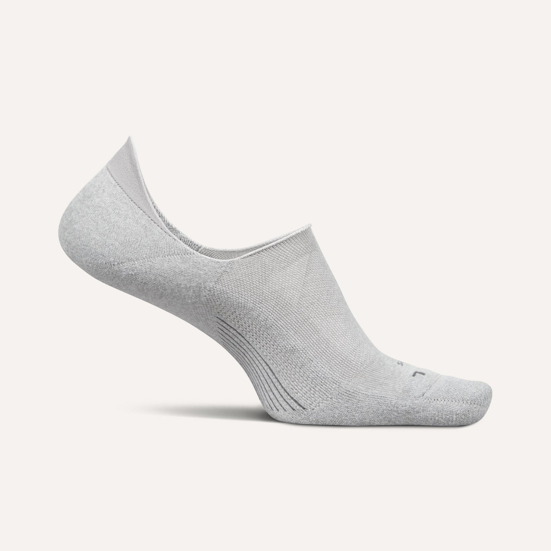 Feetures Elite Light Cushion Invisible no-show sock in light heather gray color