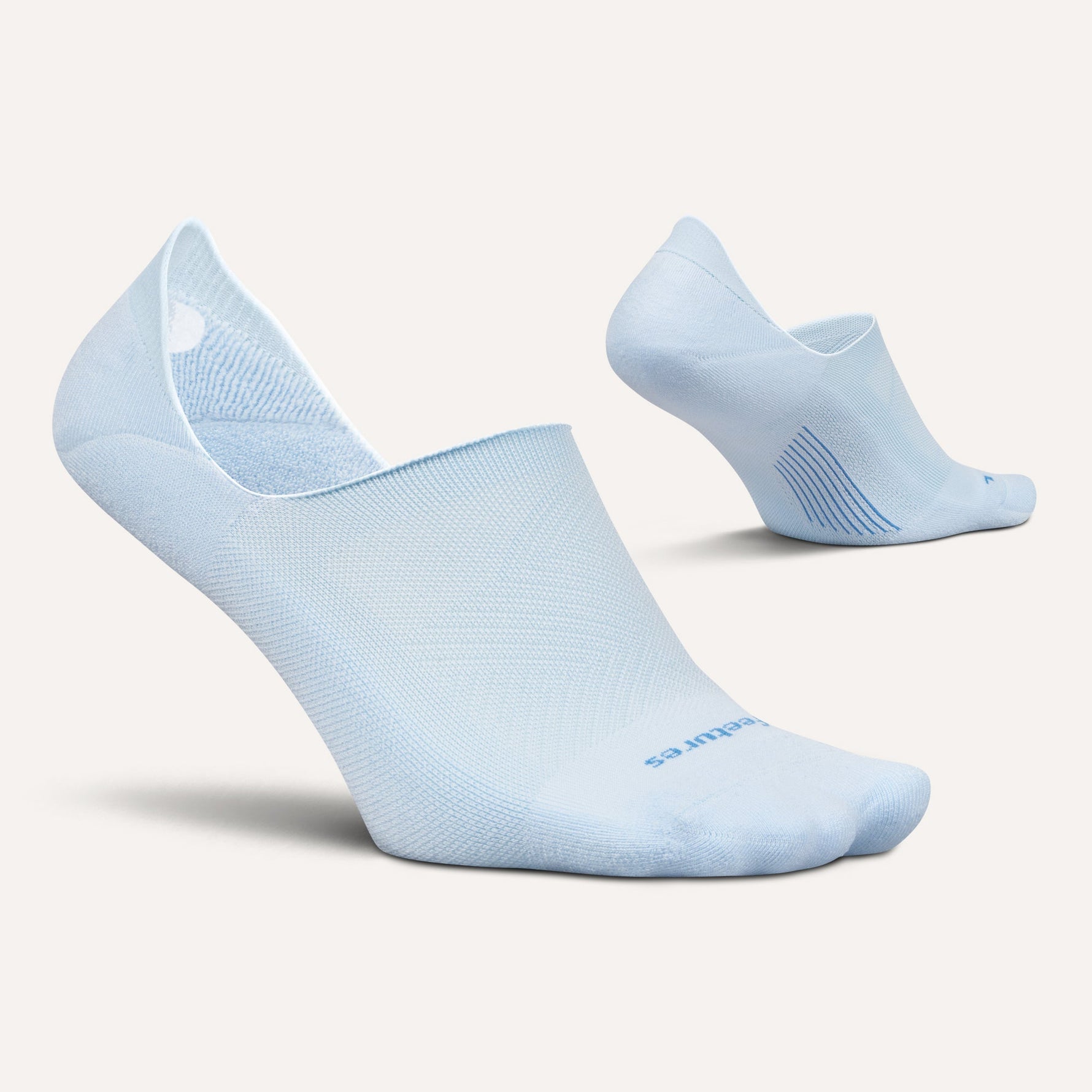Feetures Elite Light Cushion Invisible no-show socks in Ice blue color, pair shown