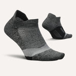 Feetures Elite Light Cushion Tab running socks in grey with black heel and toe
