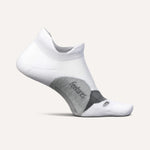 Feetures Elite Light Cushion Invisible no-show sock in white with gray cushioning zones