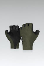 Gobik Black Mamba fingerless cycling gloves in army green with textured grip pattern