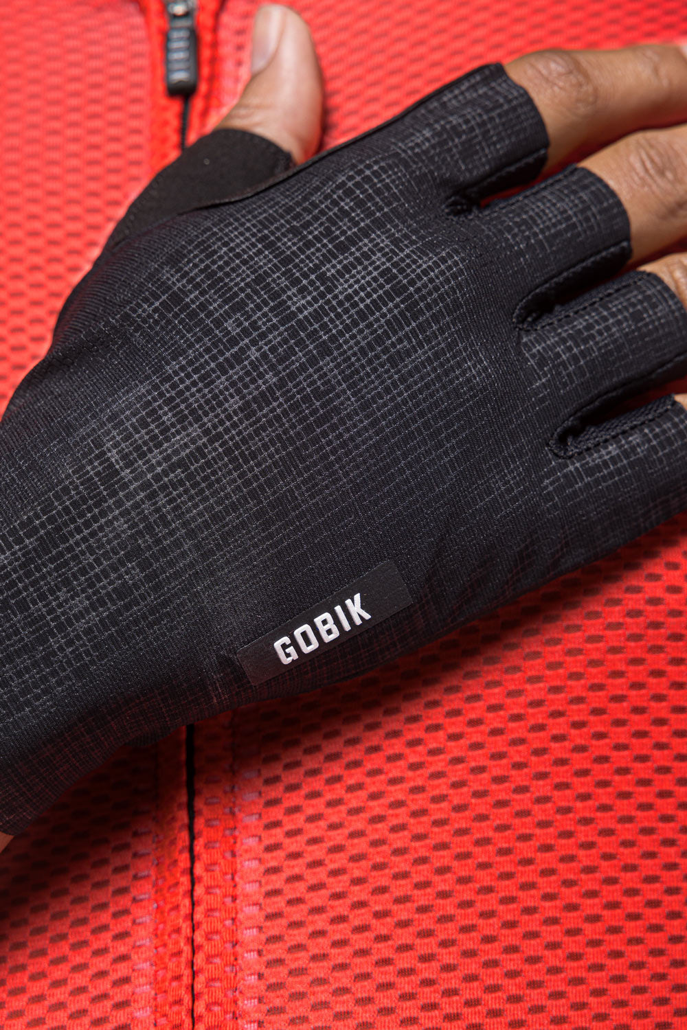 Gobik Black Mamba 2.0 cycling gloves in black with crosshatch texture pattern