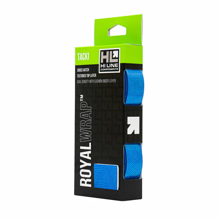 Hi Line Components Royal Wrap blue bar tape packaging with product display