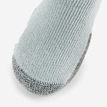 Thorlos men's hiking crew sock in light grey with reinforced grey toe cushioning