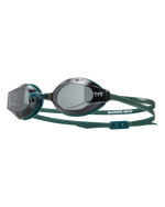 TYR Black Ops 140 EV racing goggles with dark green straps and smoke lenses