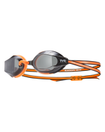 TYR Black Ops 140 EV racing goggles with black lenses and orange straps