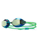 TYR Black Ops 140 EV racing goggles with mirrored lenses and teal-green design