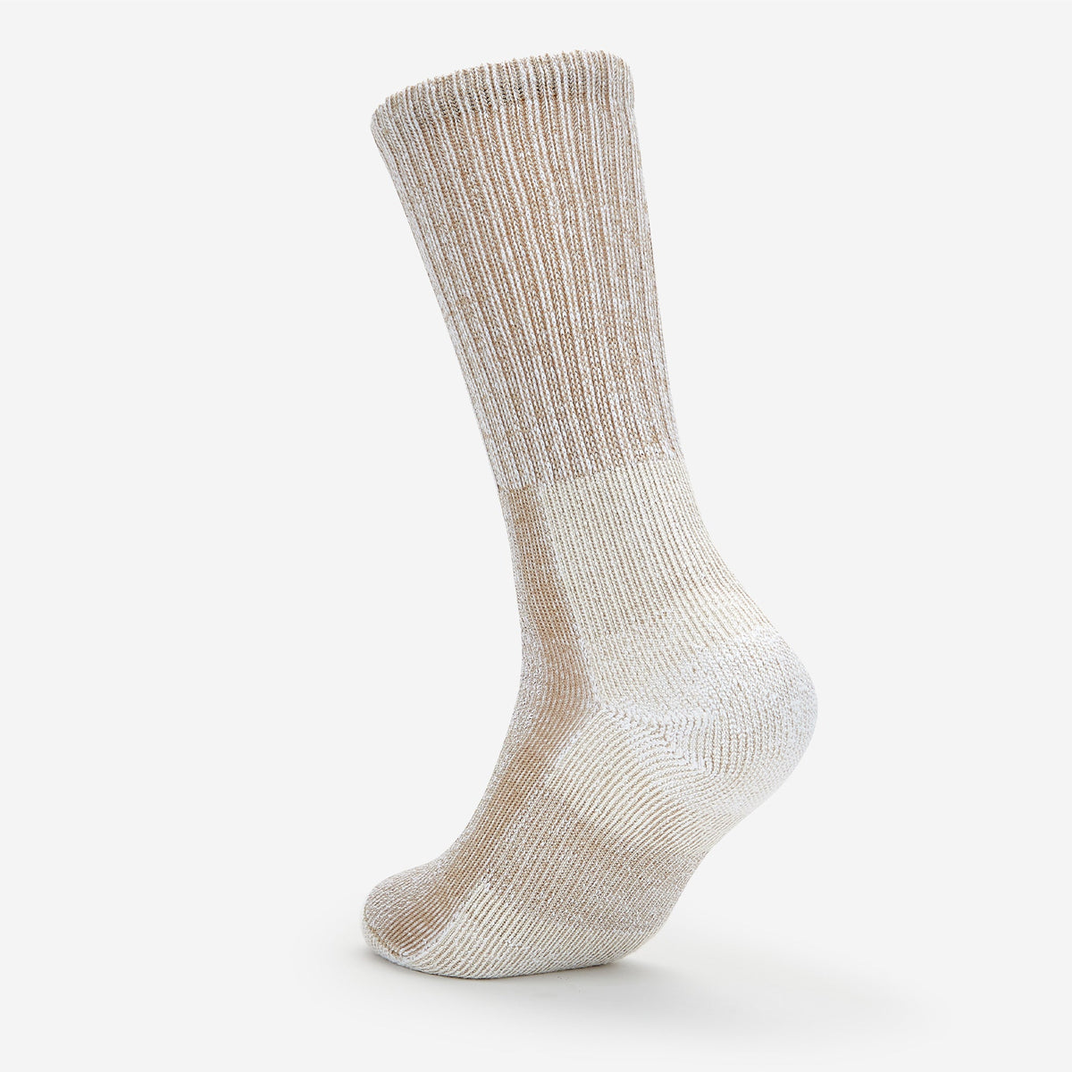 Thorlos LTH Light Hiking crew sock in walnut beige and white marl knit