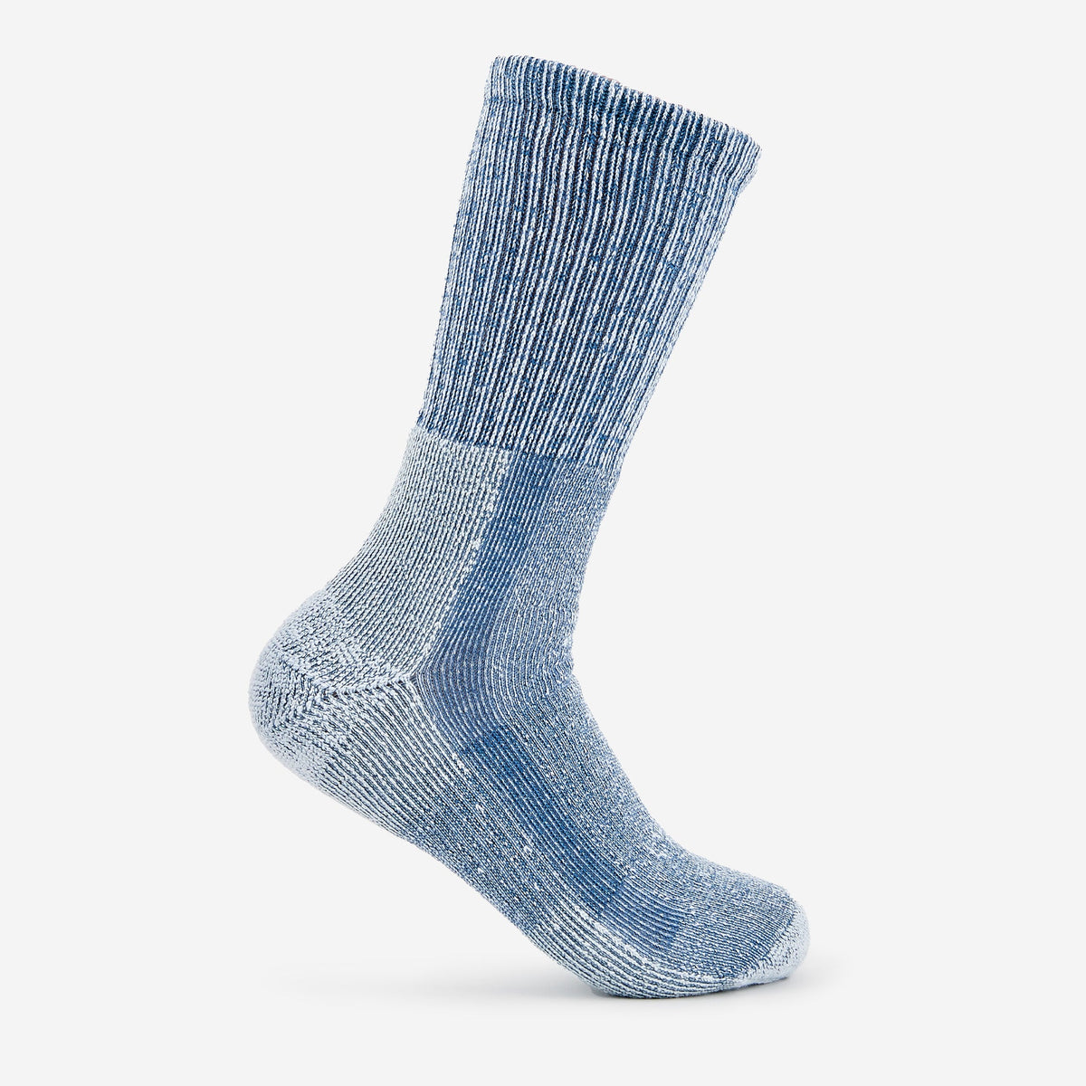 Thorlos Women's Moderate Cushion Crew Hiking Sock in blue marl wool silk blend
