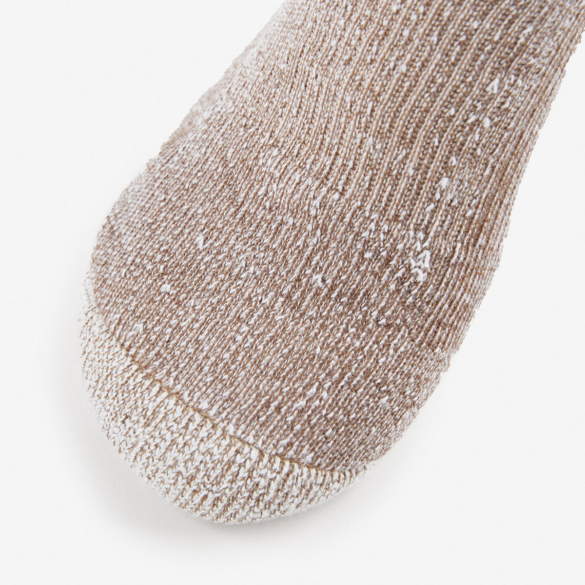 Thorlos women's light hiking mini crew sock in khaki heathered fabric close-up view