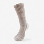 Thorlos Light Hiking crew sock in khaki heather with moderate cushioning, shown upright