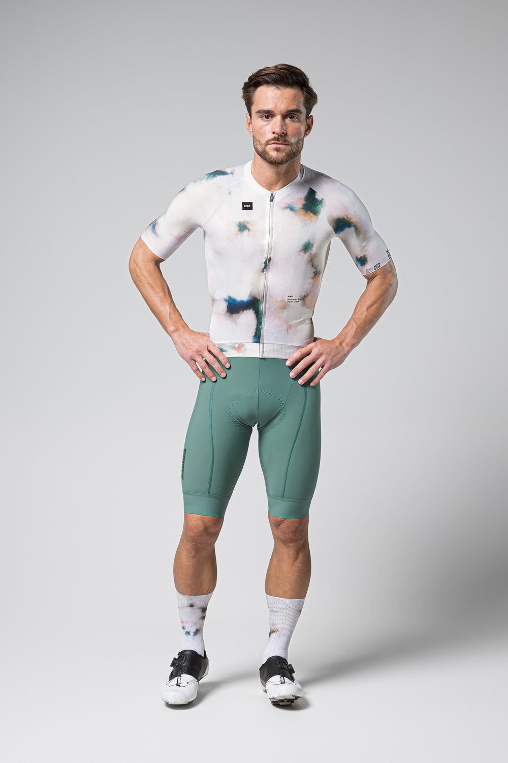 Gobik CX Pro cycling jersey in Nemesis colorway with abstract watercolor pattern
