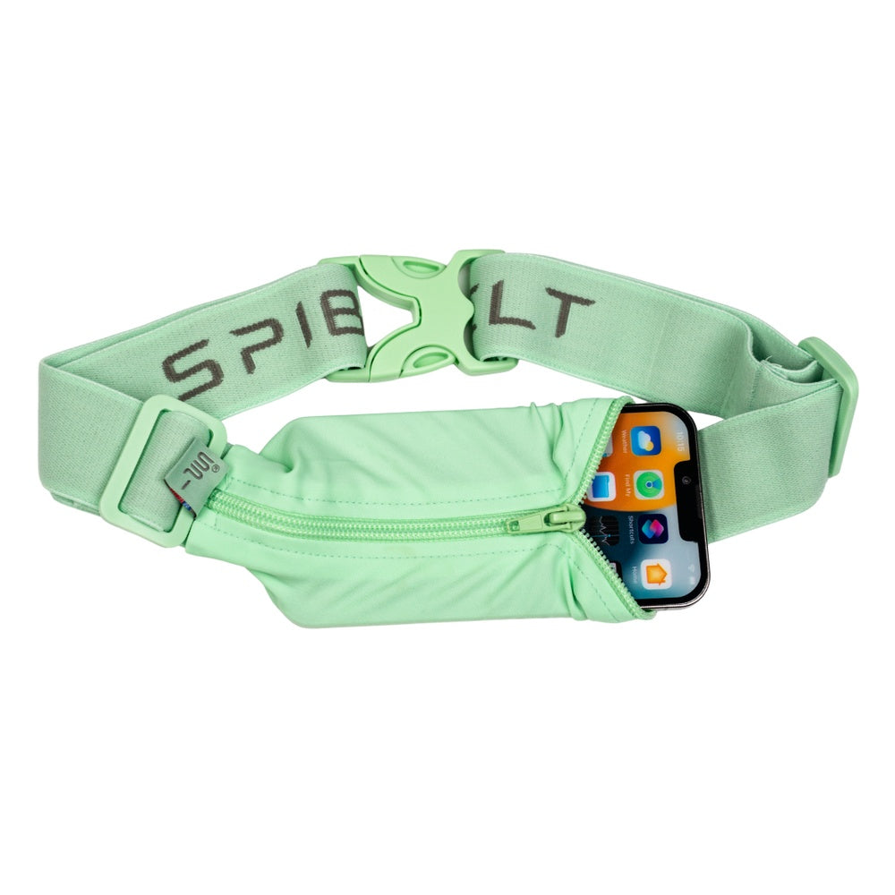 SPIbelt Monochromatic Pro Belt in matcha green with smartphone pocket and buckle