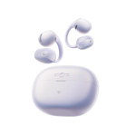Shokz OpenDots Air open-ear wireless earbuds with charging case in lavender purple