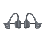 Shokz OpenRun Pro 2 bone conduction headphones in silver gray color on white background