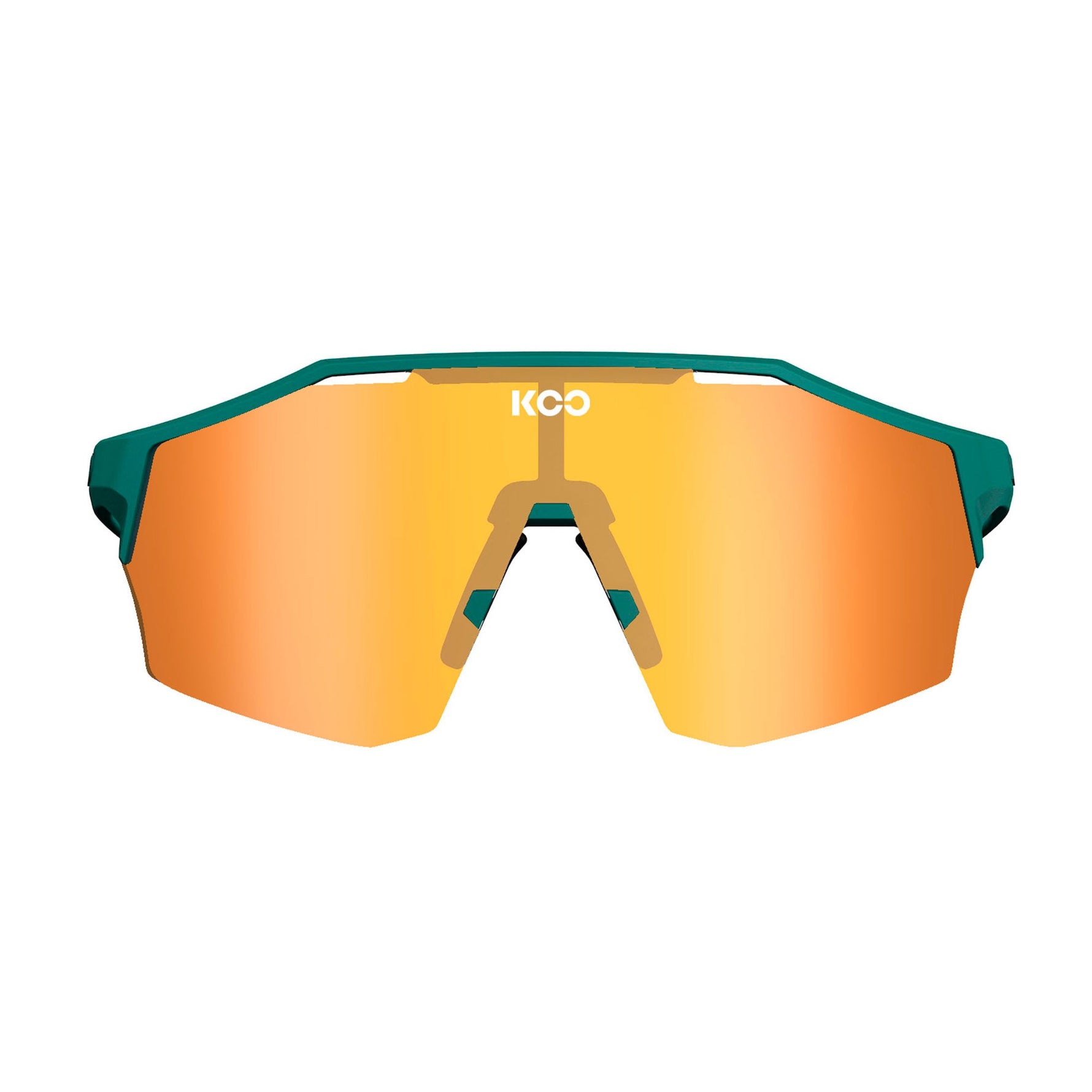 KOO Alibi cycling sunglasses in Persian Green with orange mirrored lenses