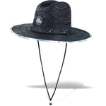 Dakine Pindo straw sun hat in black aloha camo with wide brim and chin strap