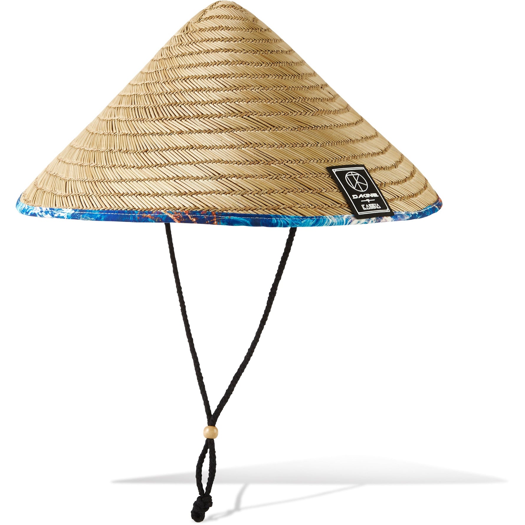 Dakine Pindo straw hat with woven natural fibers and blue tropical trim