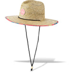 Dakine Pindo straw hat with colorful patterned brim and chin strap