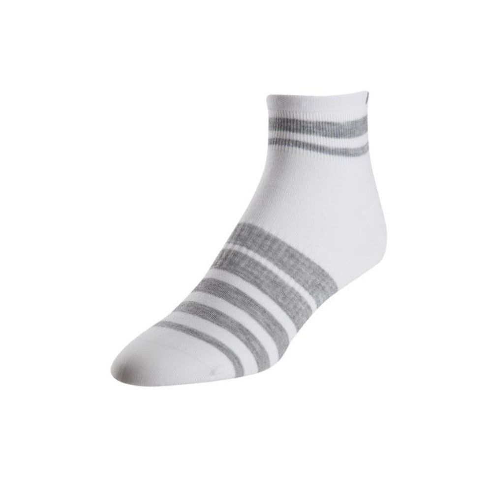 Pearl Izumi women's elite low sock in white with gray striped pattern